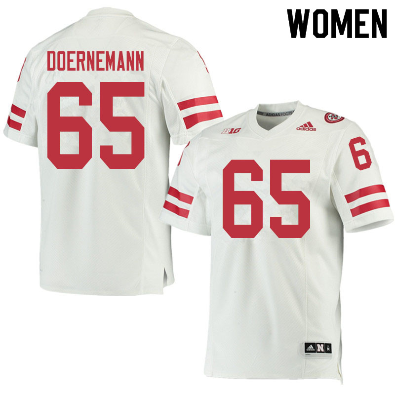 Women #65 Casey Doernemann Nebraska Cornhuskers College Football Jerseys Sale-White - Click Image to Close